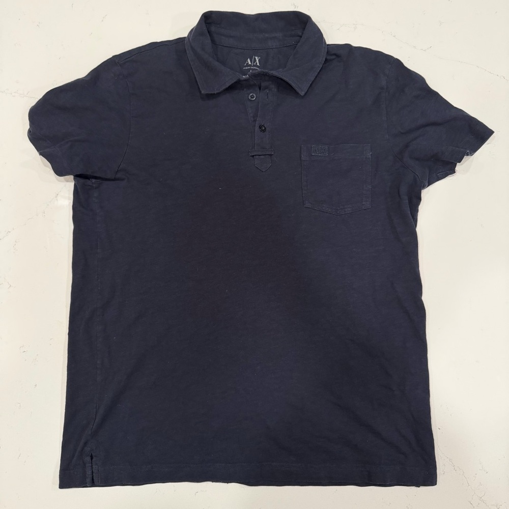 Armani Exchange Men’s Navy Blue Polo Large